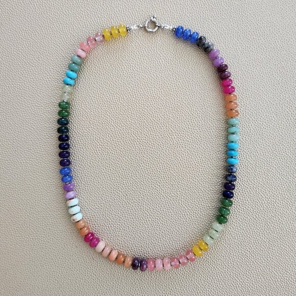 HAPPY IN HALIEWA MULTI GEMSTONE NECKLACE--19" - Picture 3 of 3
